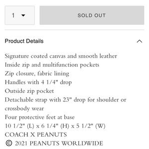 Limited edition coach snoopy. Zip closure.